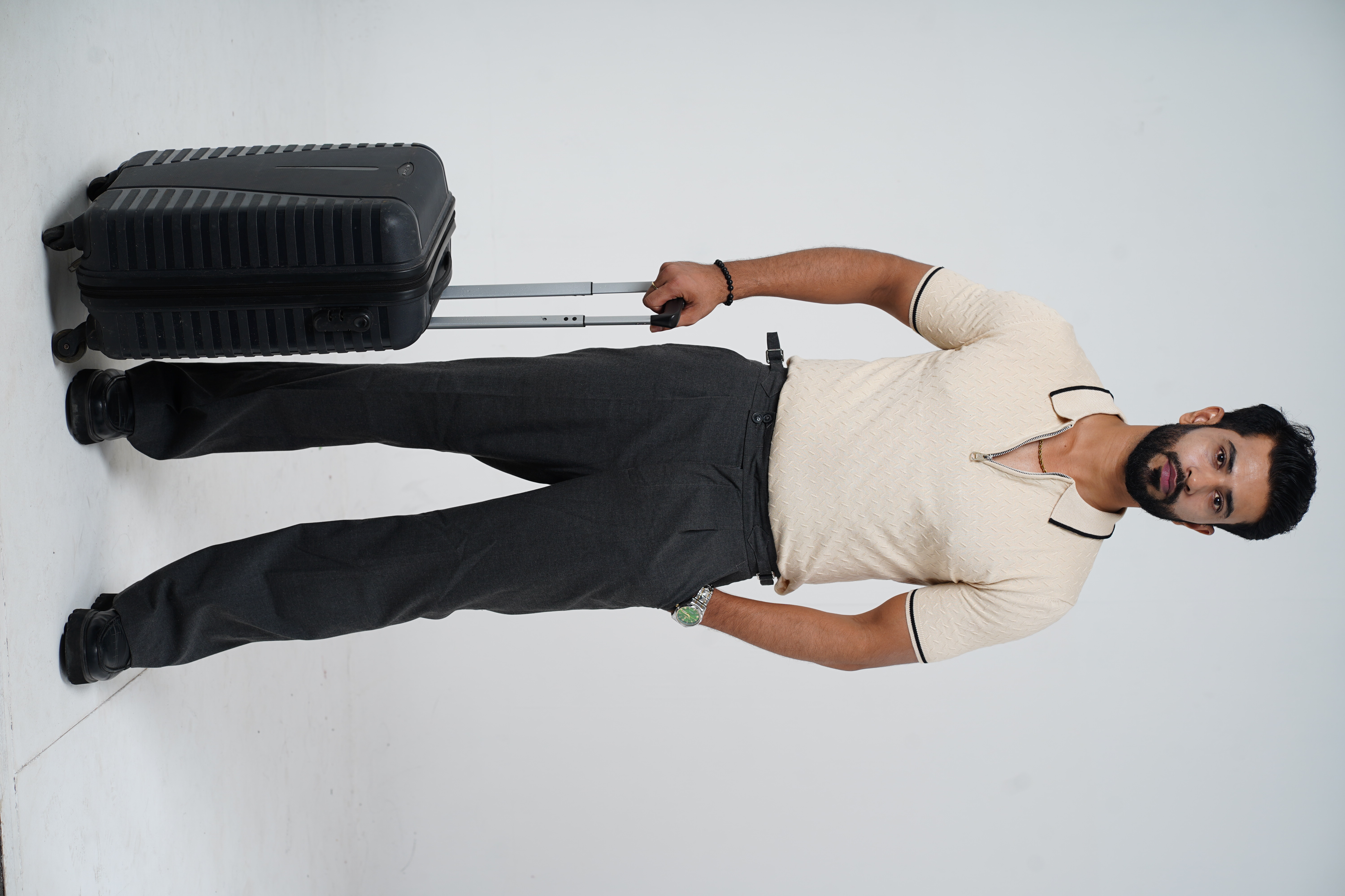 RainDrop Pattern Cream Butter knitted Polo